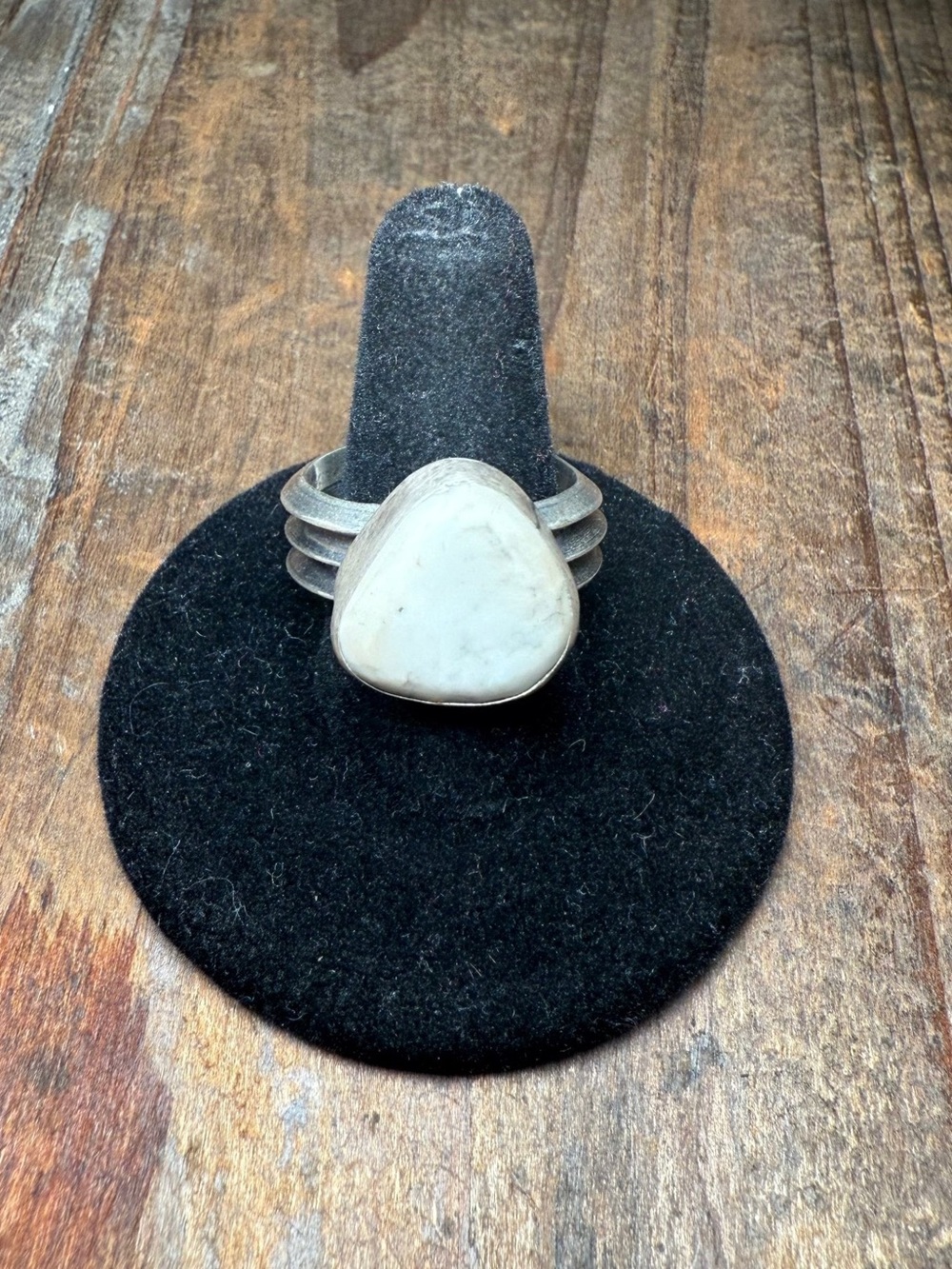 White buffalo Stone Silver-Tone Women's Statement Ring